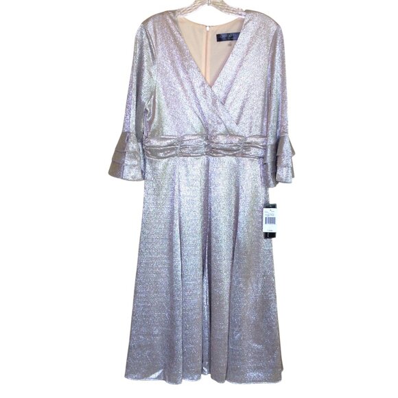 Glamour by Gabrielle Lined Cocktail Dress Silver 14 NWT - Picture 1 of 6